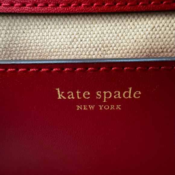 Kate Spade Liv Spade Flower Coated Canvas Small Flap Crossbody Bag Cherry Rouge - Picture 12 of 14